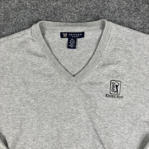 Oxford Golf Sweater Mens Size XXL Gray Pima Cotton V-Neck Long Sleeve Pullover